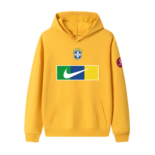 Men's Brazil World Cup Soccer Hoodie Yellow 001